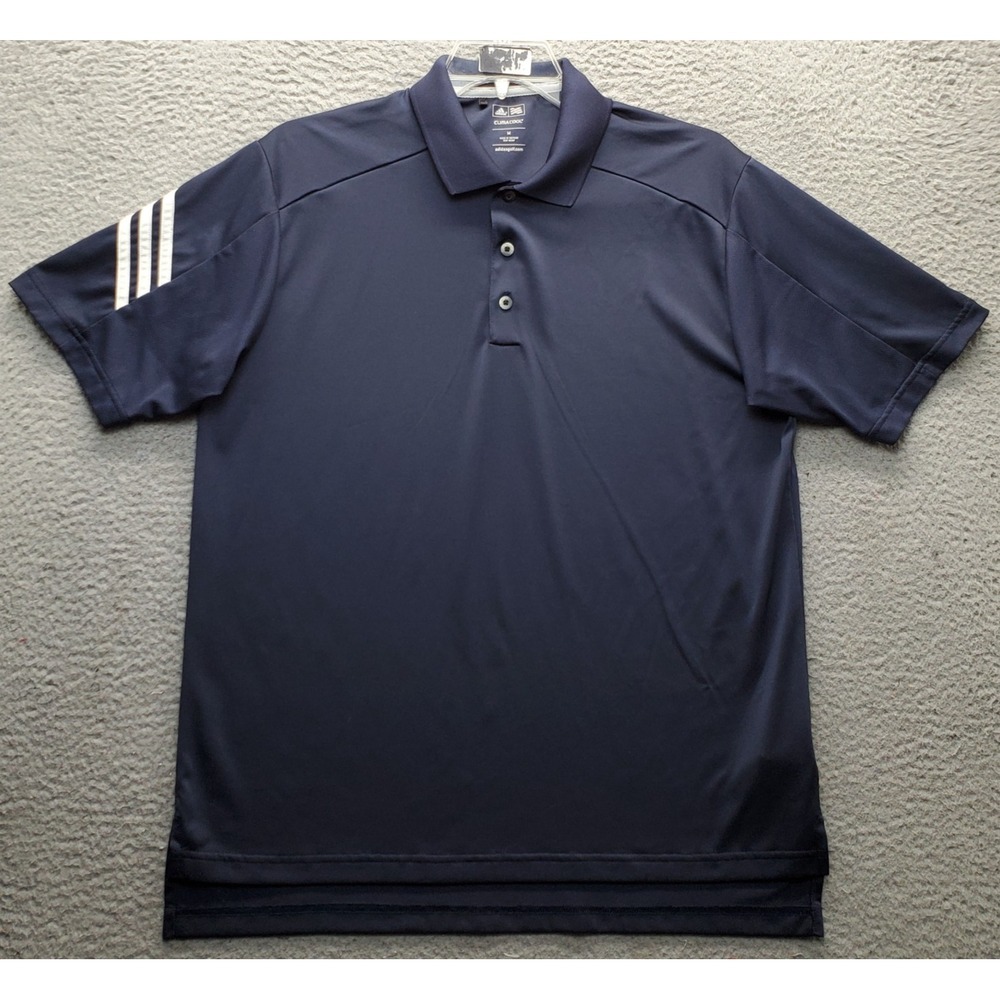 Adidas Climacool Golf Polo Shirt Mens M Navy Short Sleeve High Low Slit Popover
